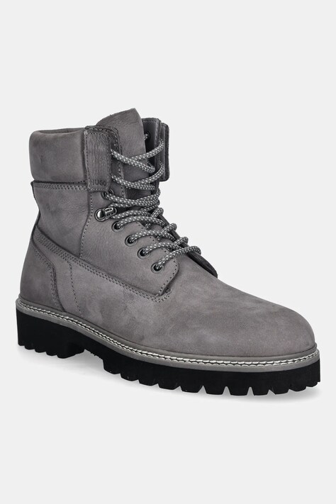 Παπούτσια nubuck HUGO Draven χρώμα: γκρι, 50552695