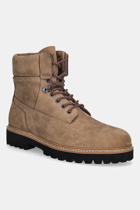 HUGO bocanci de piele Draven culoarea bej, 50552695