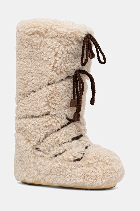 Moon Boot śniegowce MB ICON CURLY EXTRA kolor beżowy 80D1403070 L007
