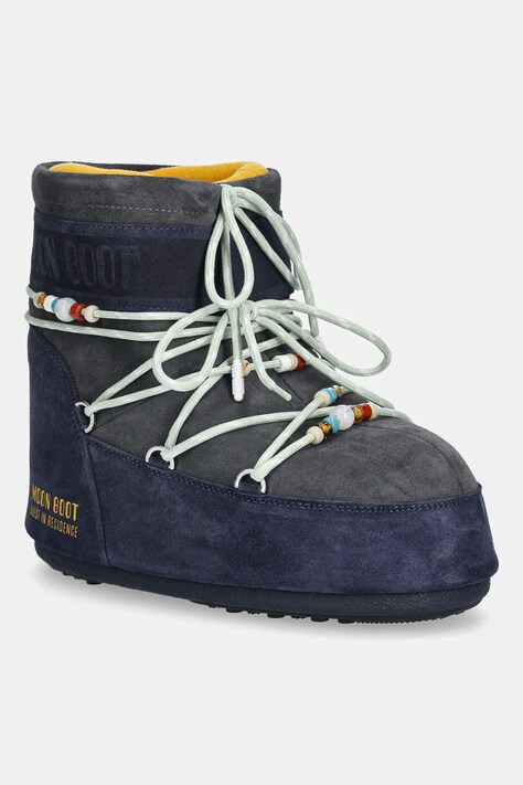 Moon Boot śniegowce zamszowe MB X GIR ICON LOW SUEDE BEADS kolor szary 80D1409730-FH02