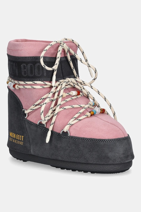 Moon Boot śniegowce MB X GIR ICON LOW SUEDE BEADS kolor różowy 80D1409730-HJ05