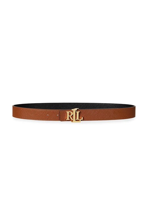 Lauren Ralph Lauren pasek skórzany damski kolor brązowy 412974558