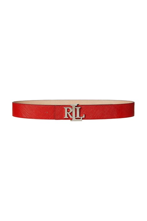 Lauren Ralph Lauren pasek skórzany damski kolor pomarańczowy 412974559