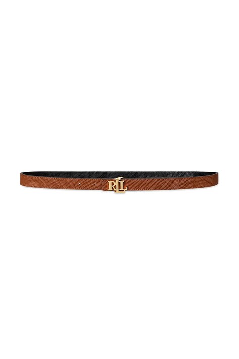 Lauren Ralph Lauren pasek skórzany damski kolor brązowy 412974560