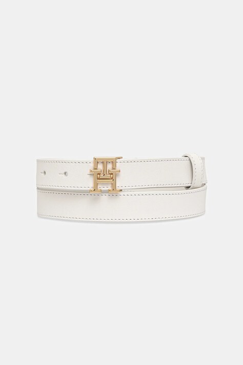 Kožený opasok Tommy Hilfiger biela farba, AW0AW17496