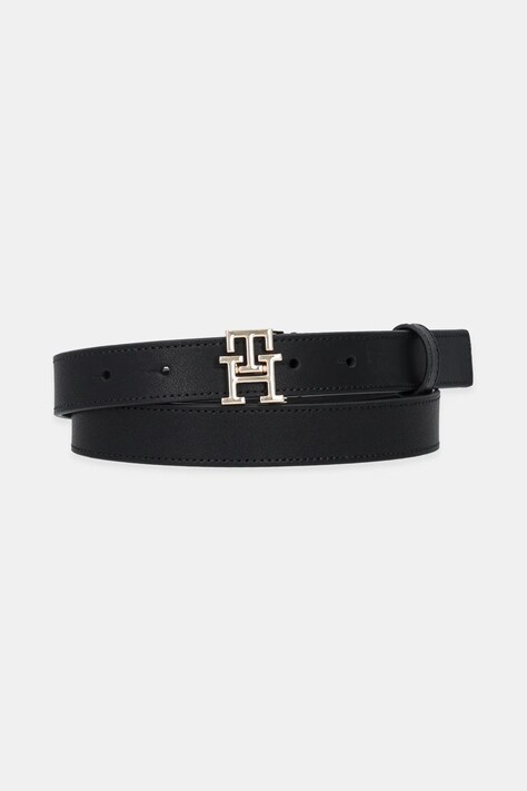 Δερμάτινη ζώνη Tommy Hilfiger γυναικεία, χρώμα: μαύρο, AW0AW17496