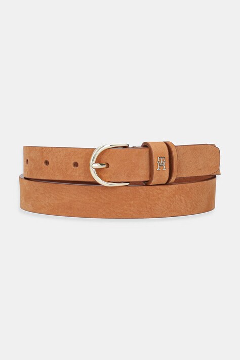 Kožený pásek Tommy Hilfiger dámský, hnědá barva, AW0AW17930