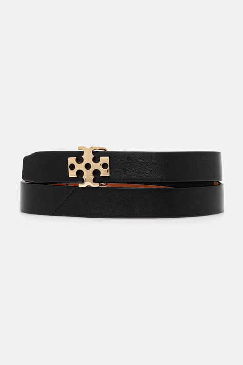Tory Burch pasek skórzany dwustronny Logo damski kolor czarny 157857-001