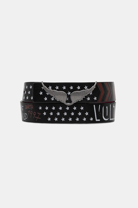 ZADIG&VOLTAIRE pasek skórzany damski kolor czarny LWBT01345