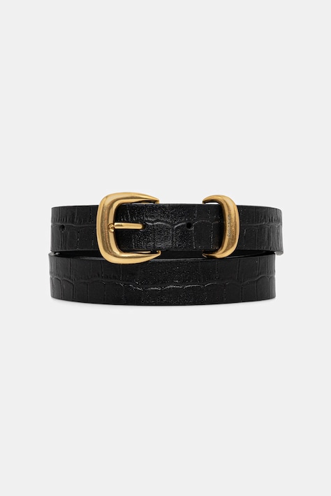 Δερμάτινη ζώνη Calvin Klein γυναικεία, χρώμα: μαύρο, LV04F7056G