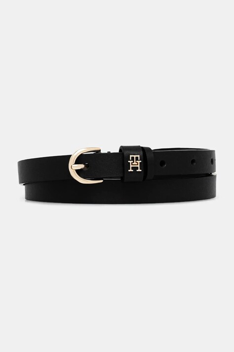 Kožený pásek Tommy Hilfiger dámský, černá barva, AW0AW17759