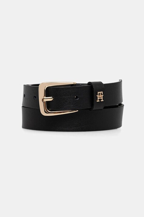 Tommy Hilfiger pasek skórzany damski kolor czarny AW0AW17767