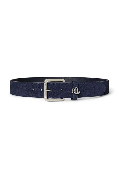 Kožený pásek Lauren Ralph Lauren dámský, tmavomodrá barva, 412980805