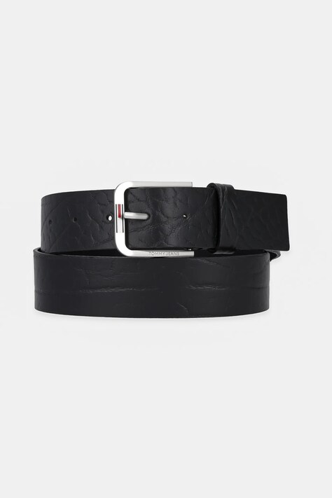 Kožený opasok Tommy Jeans čierna farba, AM0AM13413