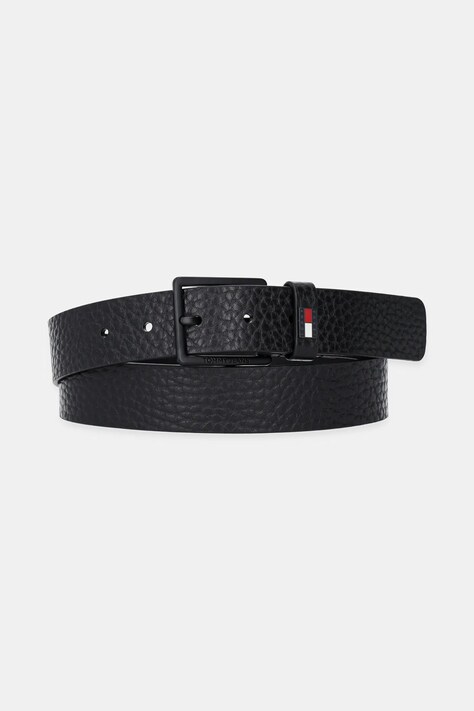 Kožený opasok Tommy Jeans čierna farba, AM0AM13418