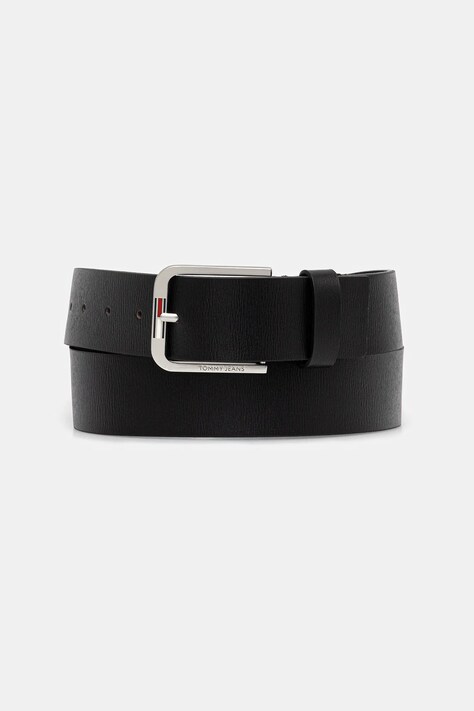 Kožený pásek Tommy Jeans pánský, černá barva, AM0AM13690