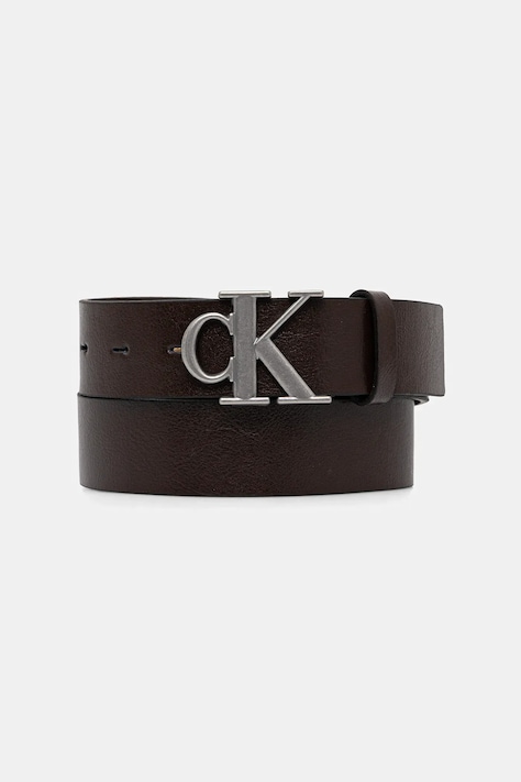Kožený opasok Calvin Klein hnedá farba, LV04D7016G