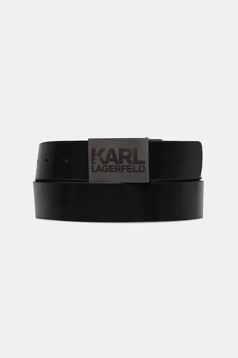 Kožený pásek Karl Lagerfeld pánský, černá barva