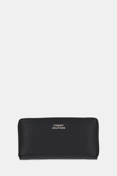 Kožená peněženka Tommy Hilfiger dámská, černá barva, AW0AW17498