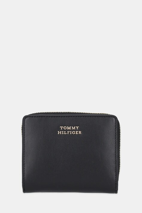 Kožená peněženka Tommy Hilfiger dámská, černá barva, AW0AW17499