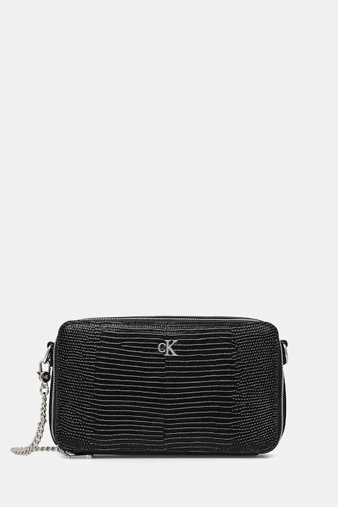 Δερμάτινη τσάντα ώμου Calvin Klein χρώμα: μαύρο, LV04F1071G