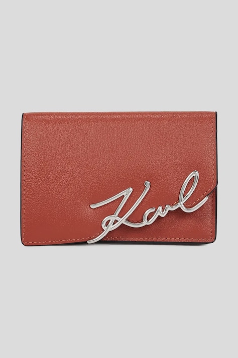 Kožená peňaženka Karl Lagerfeld K/SIGNATURE červená farba, A3W32018