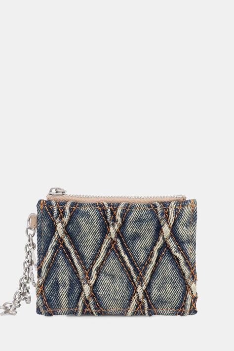Diesel portfel CHARM-D CARD HOLDER WITH CHAIN damski kolor niebieski X10417.P5570