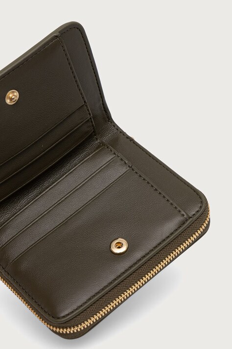 Calvin Klein Portfel damski skórzany zielony LV04F1075G
