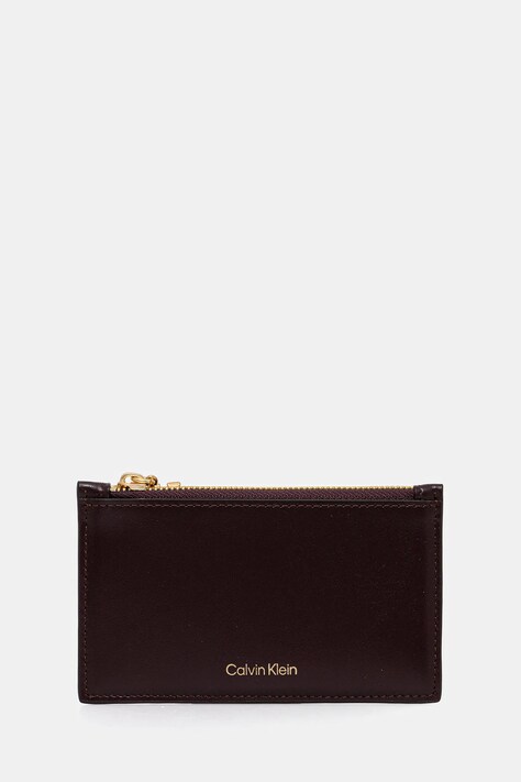 Calvin Klein portfel skórzany damski kolor bordowy LV04F1076G