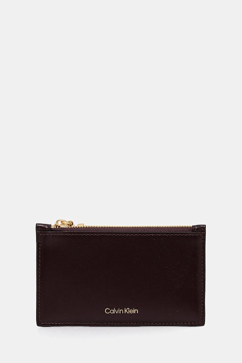 Kožená peňaženka Calvin Klein bordová farba, LV04F1076G