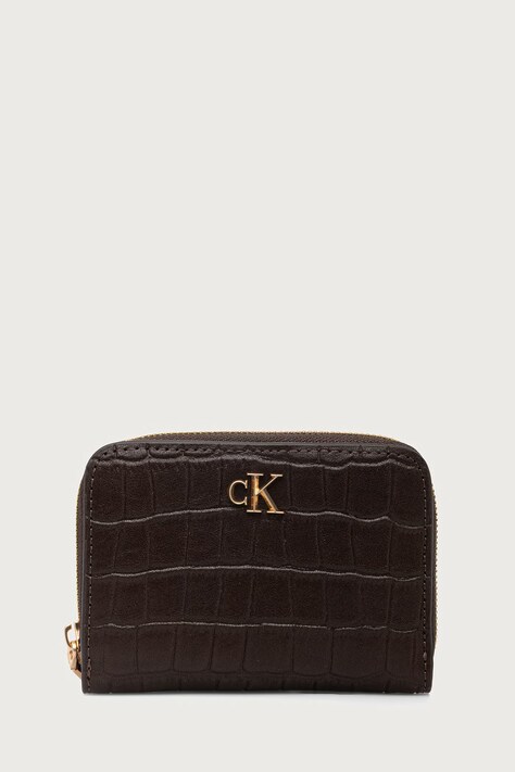 Calvin Klein portfel damski skórzany brązowy LV04F1095G