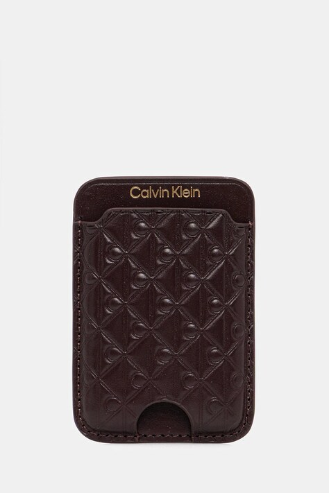 Calvin Klein etui na karty skórzane kolor bordowy LV04F1100G