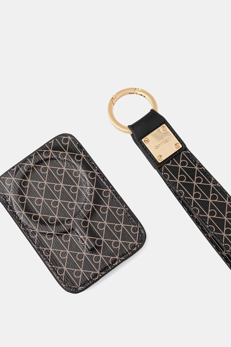 Puzdro na karty s kľúčenkou Calvin Klein čierna farba, LV04F1101G