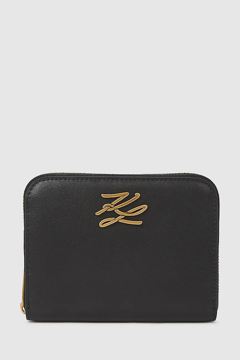 Шкіряний гаманець Karl Lagerfeld колір чорний A4W32036
