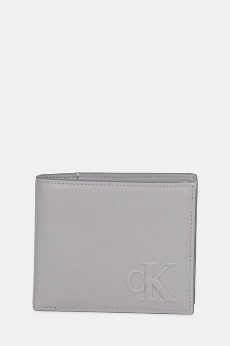 Δερμάτινο πορτοφόλι Calvin Klein ανδρικό, χρώμα: γκρι, LV04G1072G