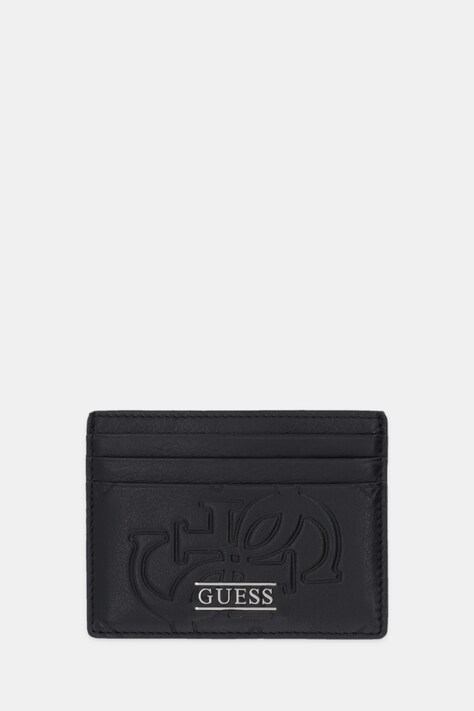 Guess etui na karty skórzane BOSTON kolor czarny SMBOMG LEA25