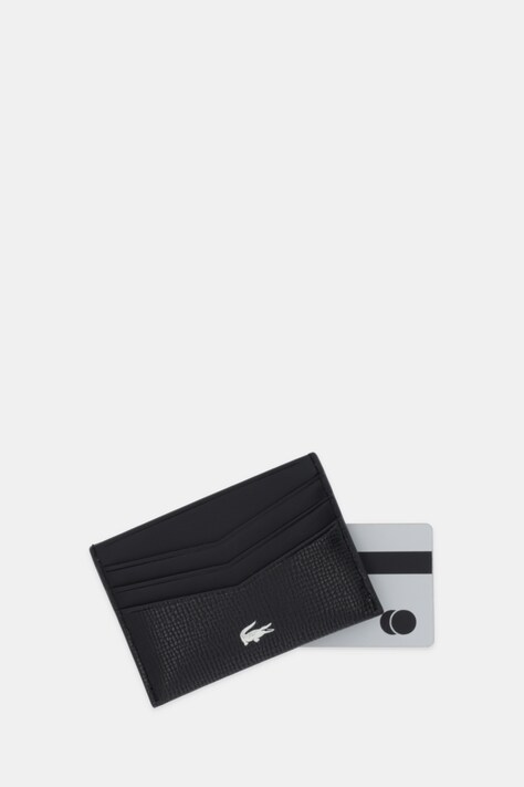 Шкіряний чохол на банківські карти Lacoste — AW25-PFM03N, чорний — фото 3