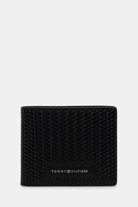 Δερμάτινο πορτοφόλι Tommy Hilfiger ανδρικό, χρώμα: μαύρο, AM0AM13728