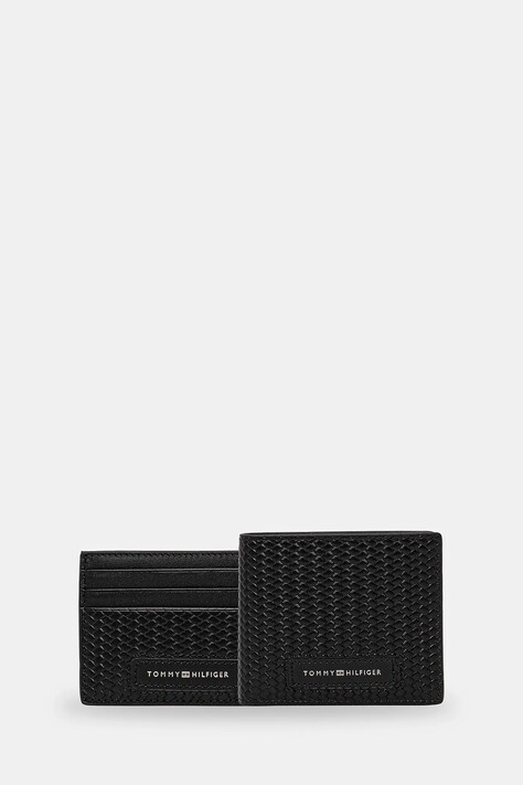 Tommy Hilfiger portafoglio e custodia in pelle per carte di credito uomo colore nero AM0AM13605