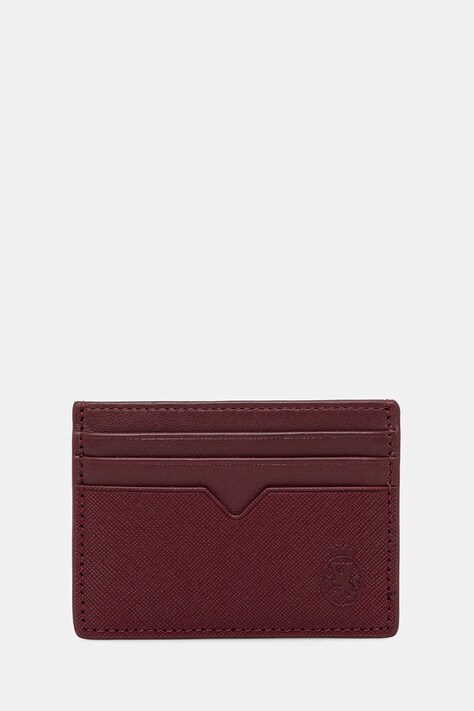 Tommy Hilfiger card holder din piele și breloc culoarea bordo, AM0AM13779