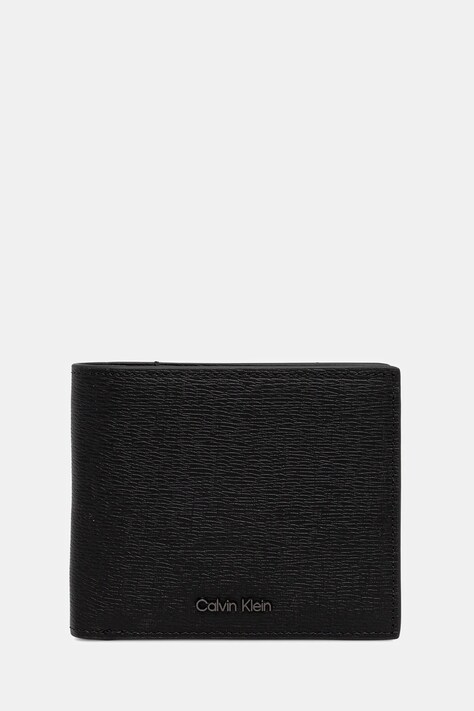 Kožená peňaženka Calvin Klein čierna farba, LV04D1072G