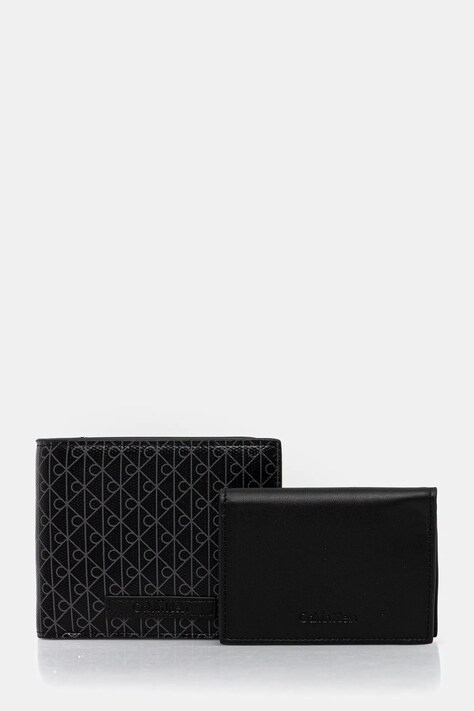 Calvin Klein portfel i etui na karty skórzane męski kolor czarny LV04D1086G