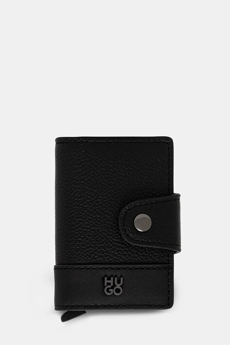 HUGO etui na karty skórzane kolor czarny 50553933