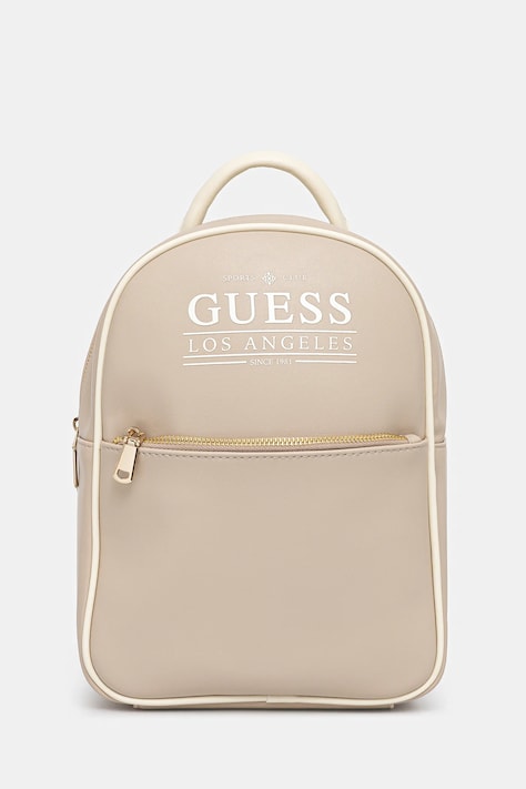 Guess plecak FANCY damski kolor beżowy mały z nadrukiem V5YZ05 WHDX0