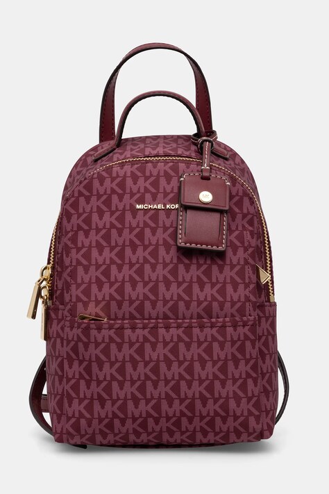 Раница MICHAEL Michael Kors SABLE дамска в бордо малък размер с десен 30T5G3XB1U