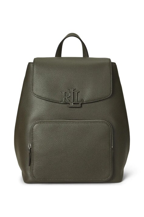 Кожаный рюкзак Lauren Ralph Lauren цвет зелёный большой однотонный 431969355