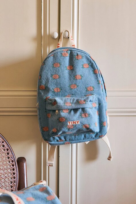 Tinycottons plecak dziecięcy CAMELIAS BACKPACK kolor niebieski mały wzorzysty AW25-543