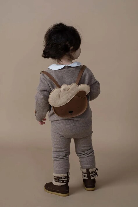 Donsje plecak skórzany dziecięcy Stanzen Backpack Cowboy Bear kolor brązowy mały z aplikacją 5522101