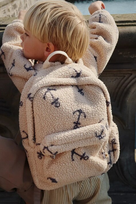 Konges Sløjd plecak dziecięcy JODY TEDDY BACKPACK GRS kolor beżowy mały wzorzysty KS103478