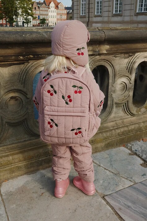 Konges Sløjd plecak dziecięcy JUNO QUILTED BACKPACK MIDI kolor różowy mały z aplikacją KS103489